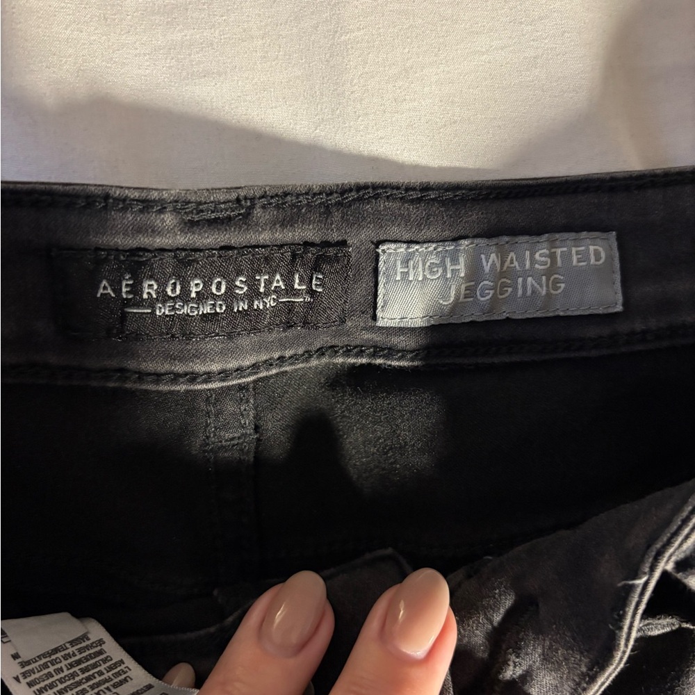 Aeropostale High Waisted Size 10 Reg Black Jeggings - Picture 2 of 4